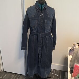 NWT Persona Marina Rinaldi Stylish Blue Denim Dress US 14